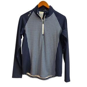 Ralph Lauren RLX Checkered Polka Dot Mix Media Breathable Pullover Wicking Top M